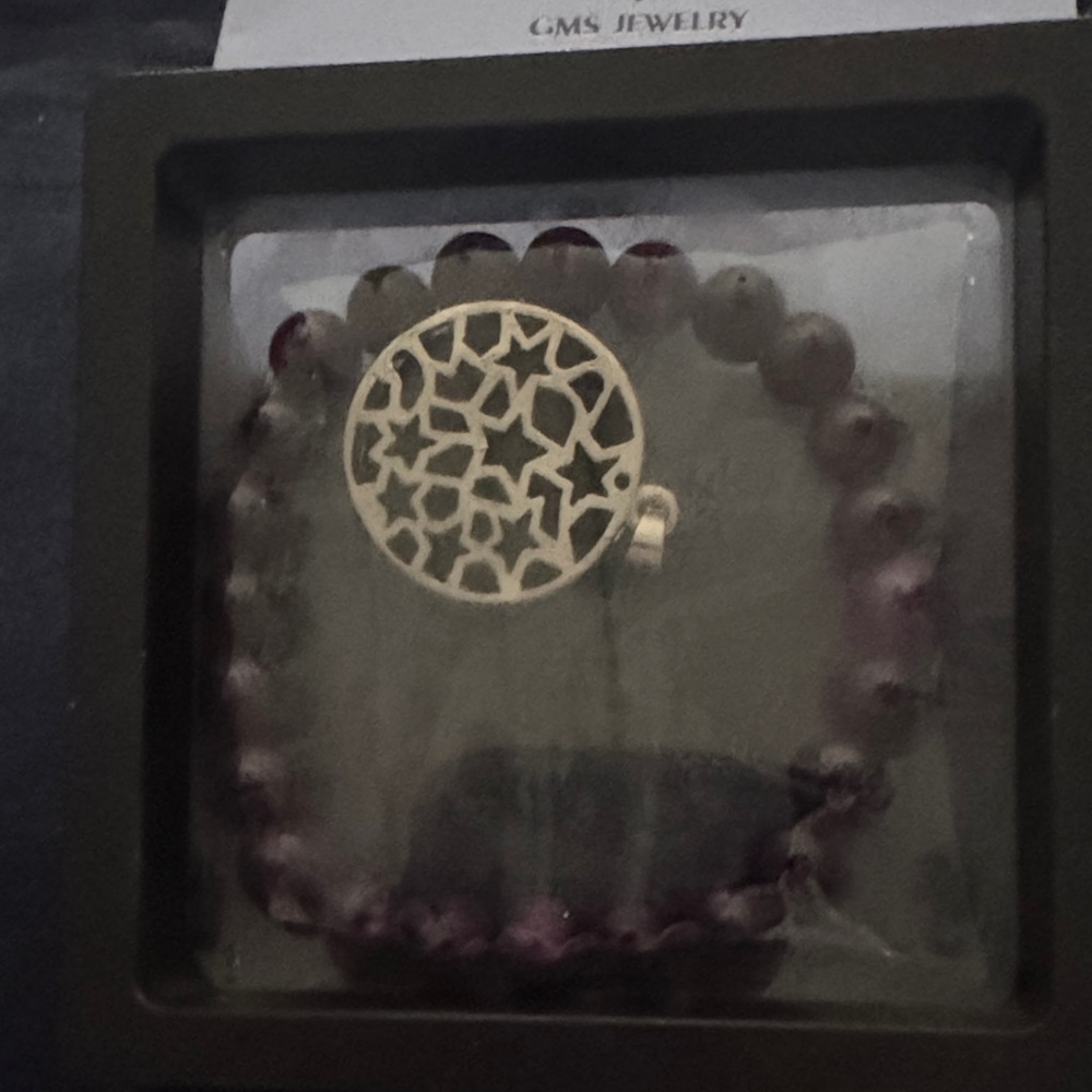 Purple Beaded Bracelet with Gold Star Charm